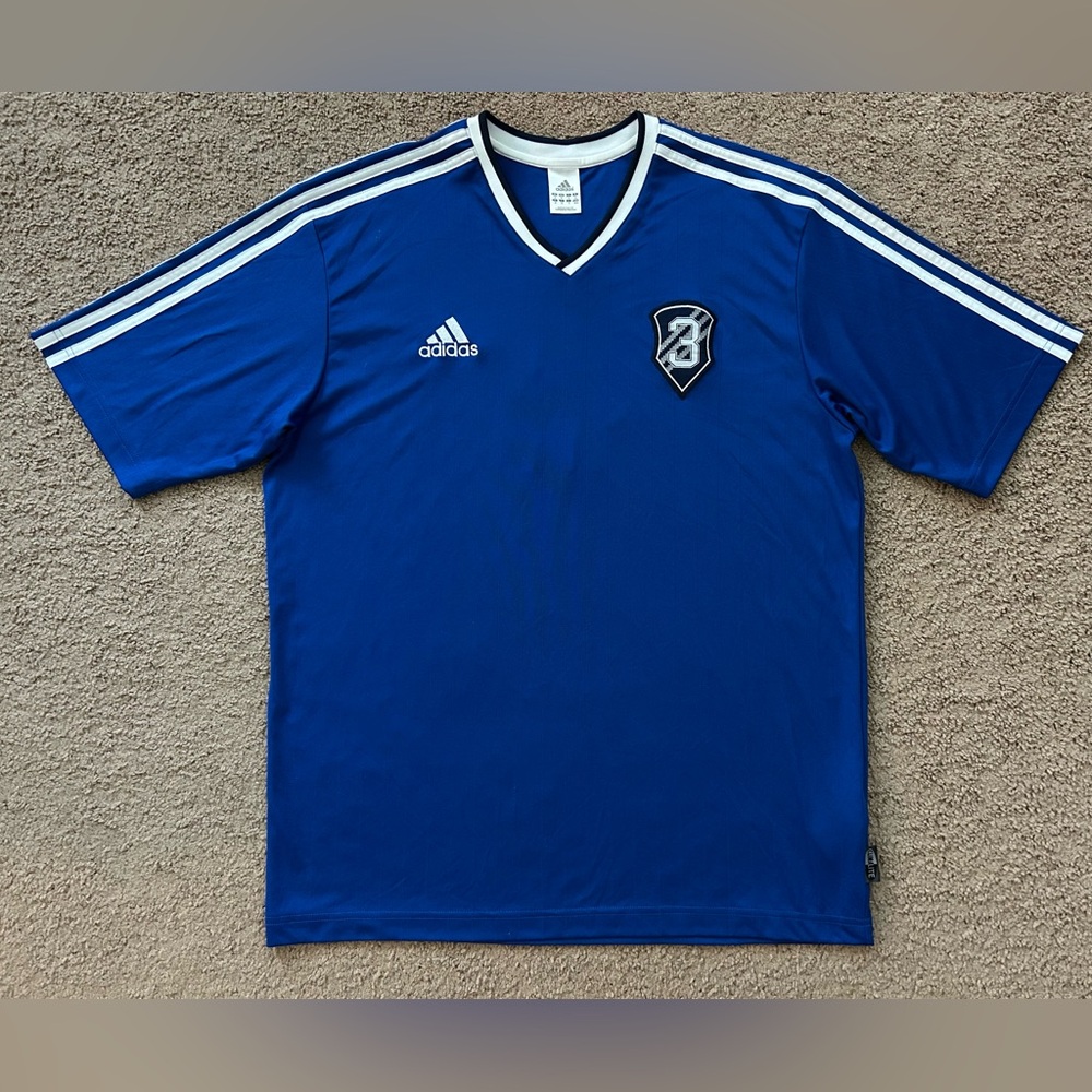 Adidas Climalite Men’s #3 Blue Soccer Jersey with White Stripes size M